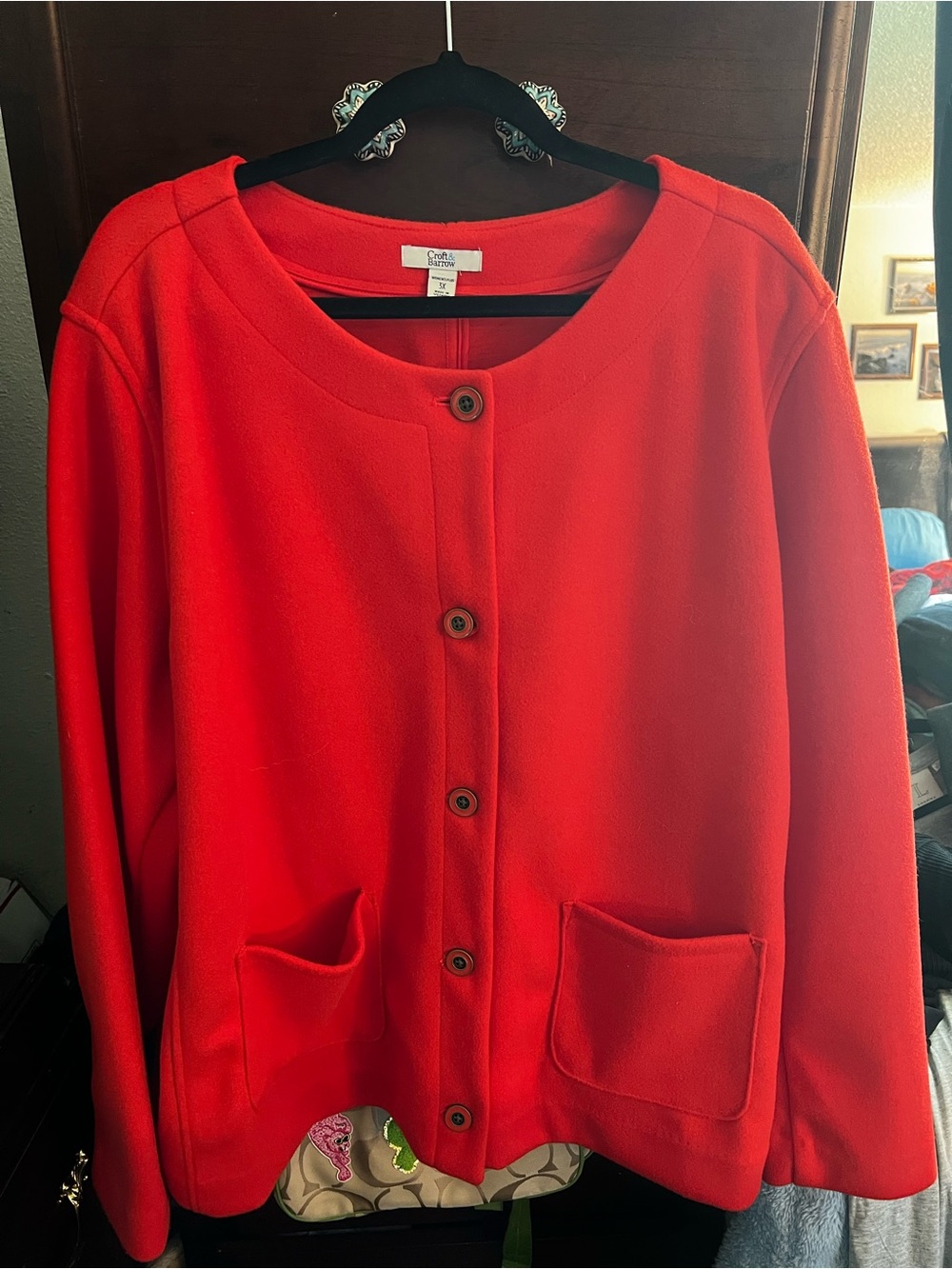 croft & barrow Women's Red Button-Front Cardigan